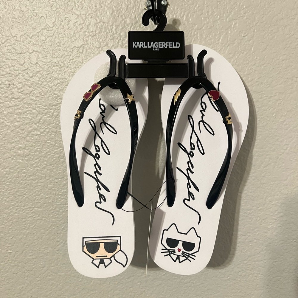 Karl Lagerfeld White Flip Flops